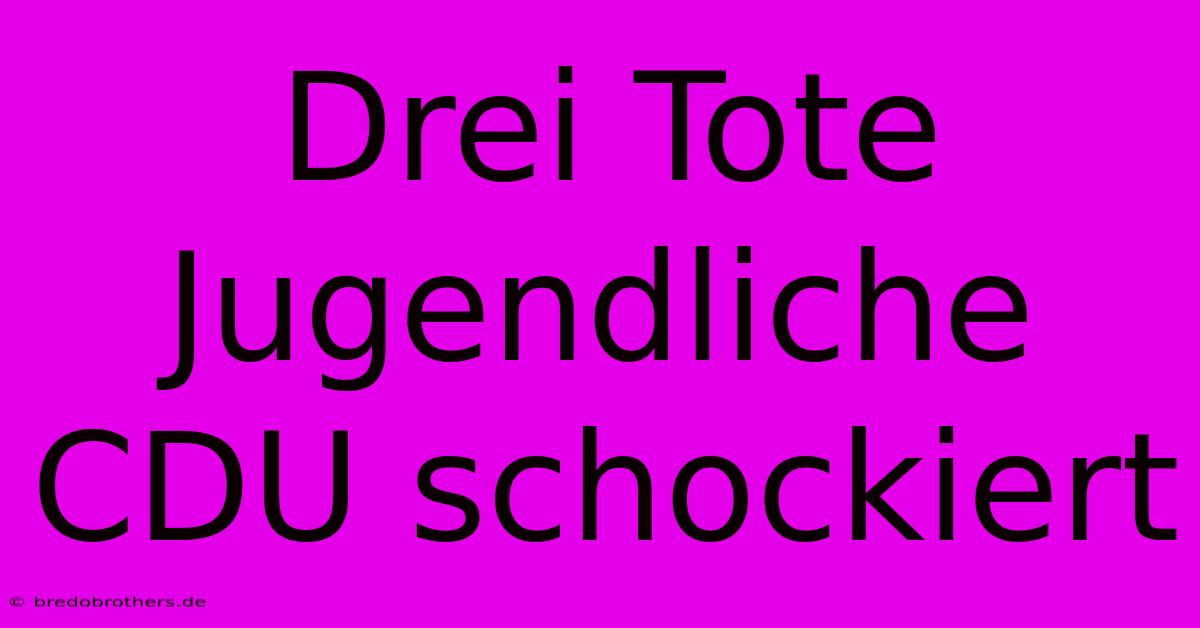 Drei Tote Jugendliche CDU Schockiert