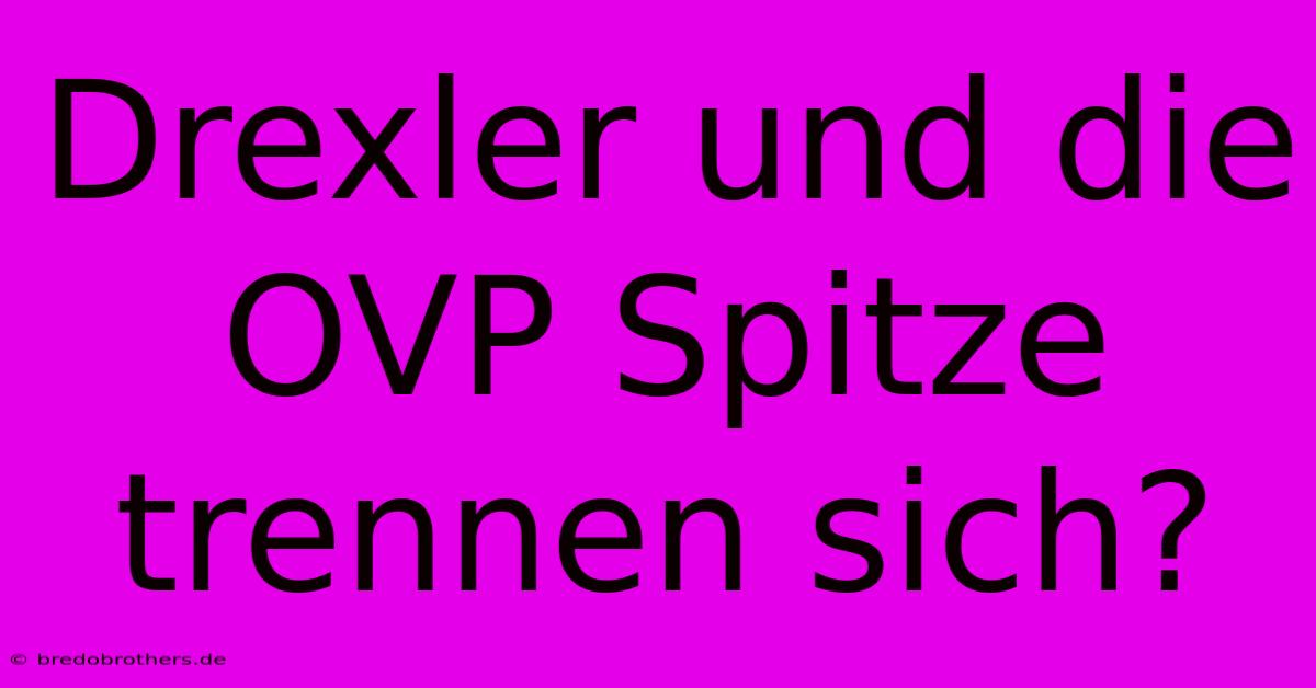 Drexler Und Die OVP Spitze Trennen Sich?