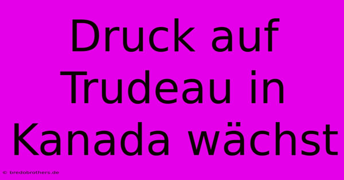 Druck Auf Trudeau In Kanada Wächst