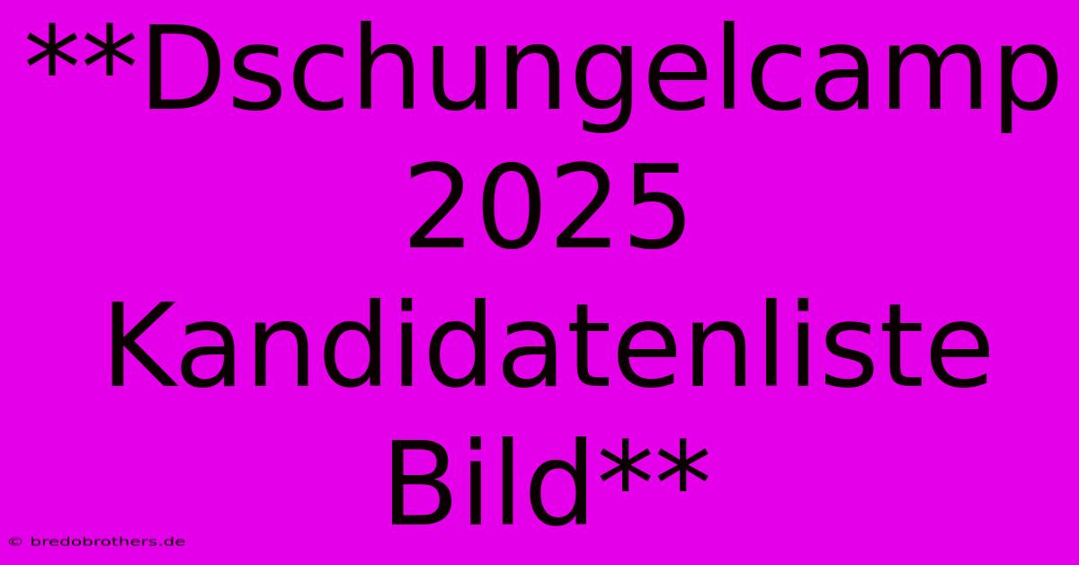 **Dschungelcamp 2025 Kandidatenliste Bild**