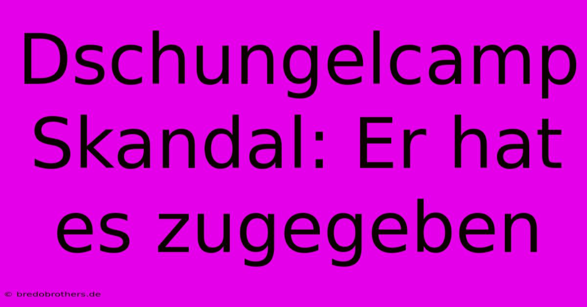 Dschungelcamp Skandal: Er Hat Es Zugegeben