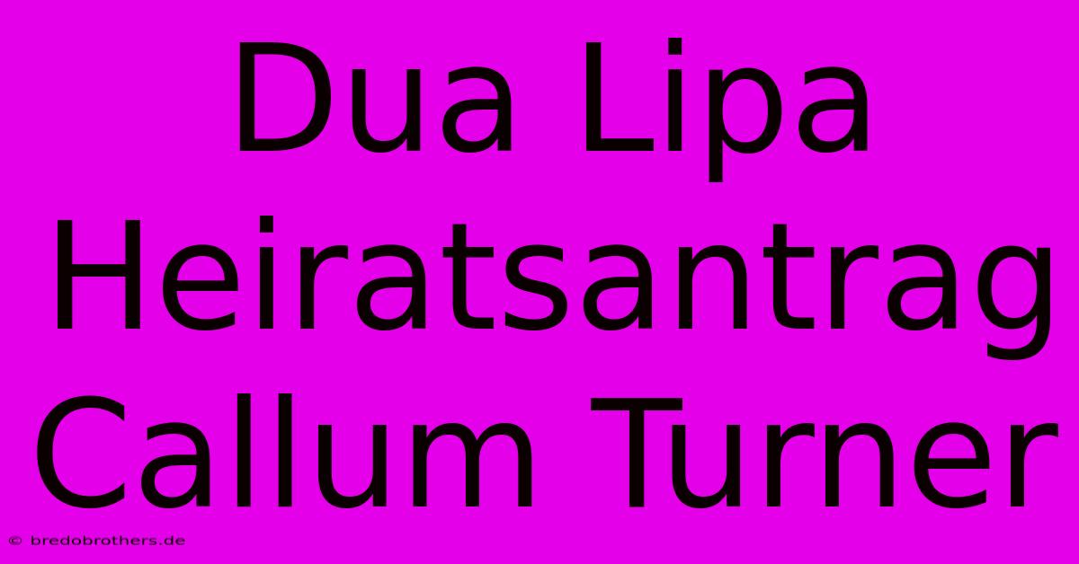 Dua Lipa Heiratsantrag Callum Turner