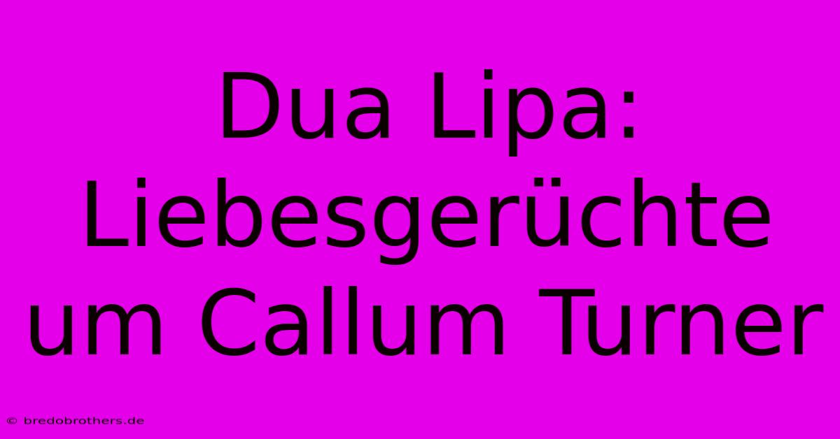 Dua Lipa: Liebesgerüchte Um Callum Turner