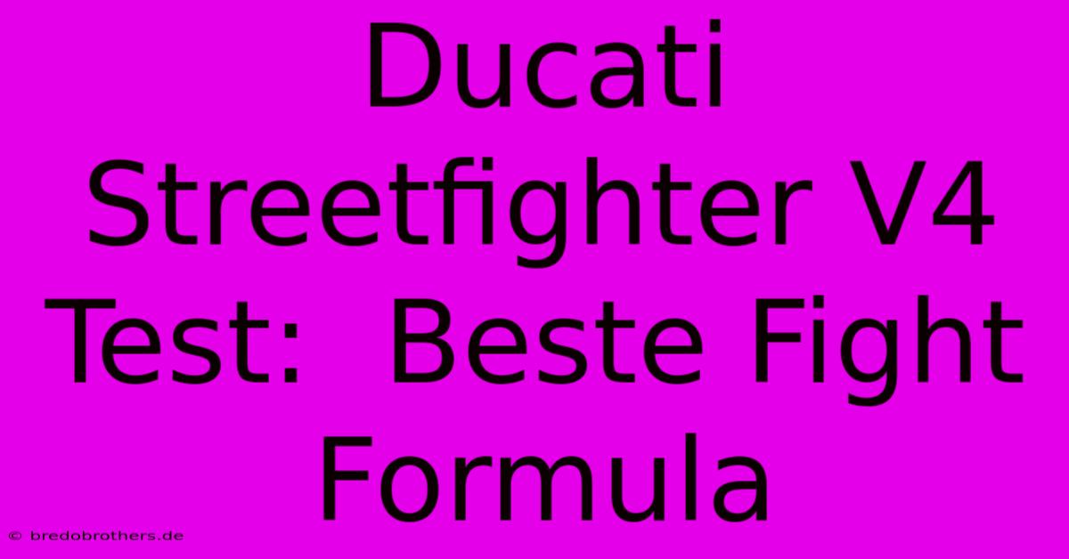 Ducati Streetfighter V4 Test:  Beste Fight Formula