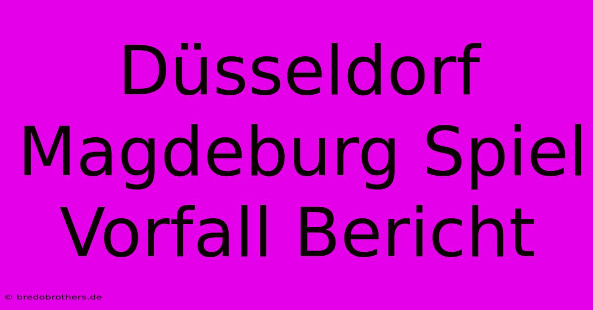 Düsseldorf Magdeburg Spiel Vorfall Bericht