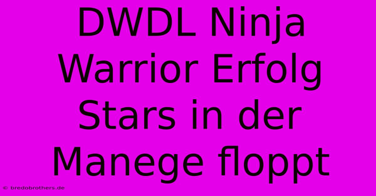 DWDL Ninja Warrior Erfolg Stars In Der Manege Floppt