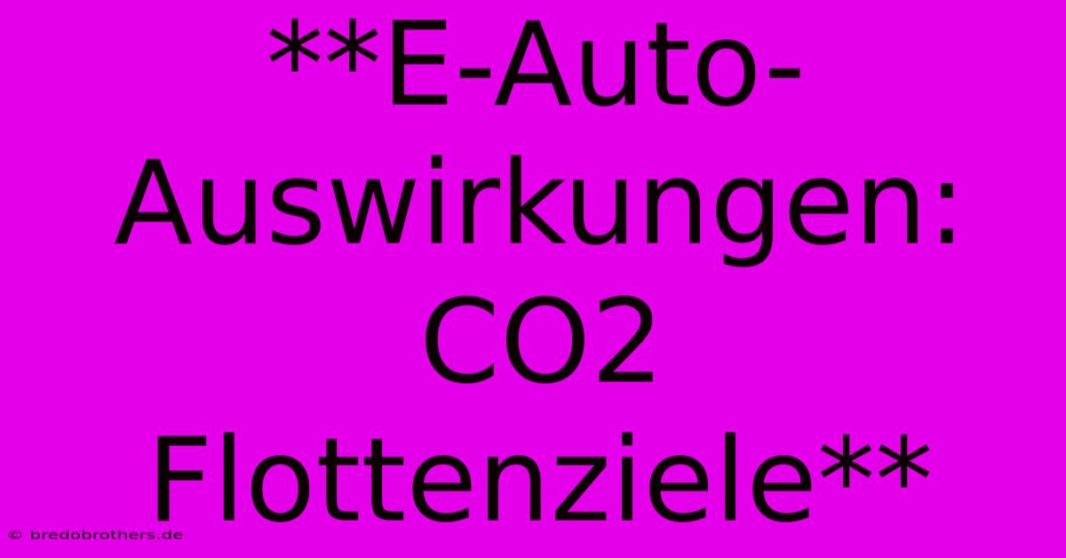 **E-Auto-Auswirkungen: CO2 Flottenziele**