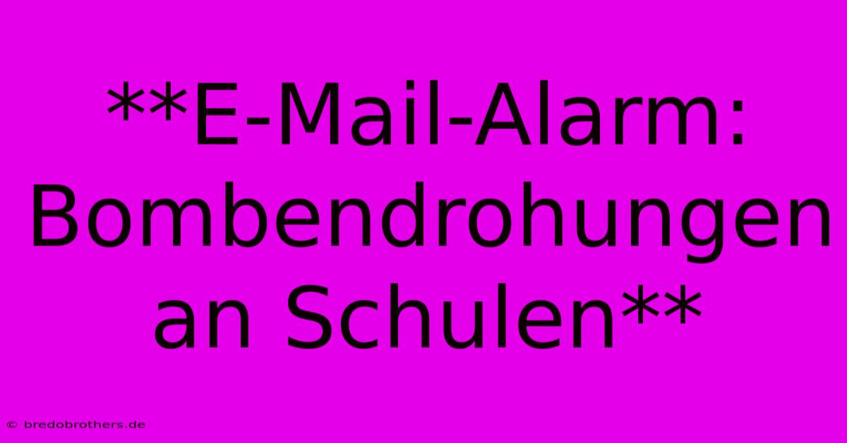 **E-Mail-Alarm: Bombendrohungen An Schulen**