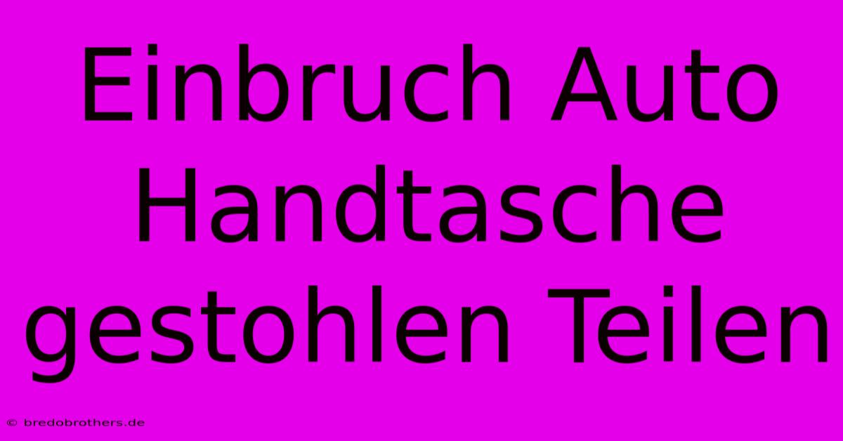 Einbruch Auto Handtasche Gestohlen Teilen