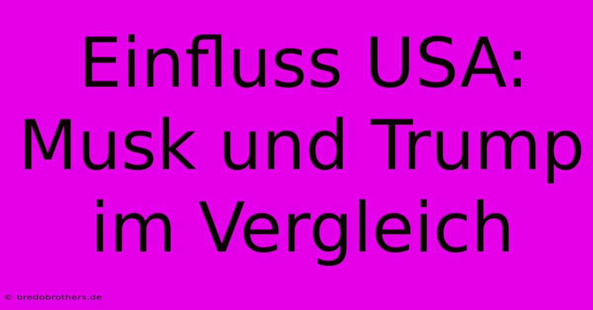 Einfluss USA: Musk Und Trump Im Vergleich