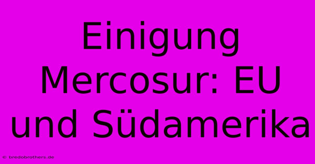 Einigung Mercosur: EU Und Südamerika