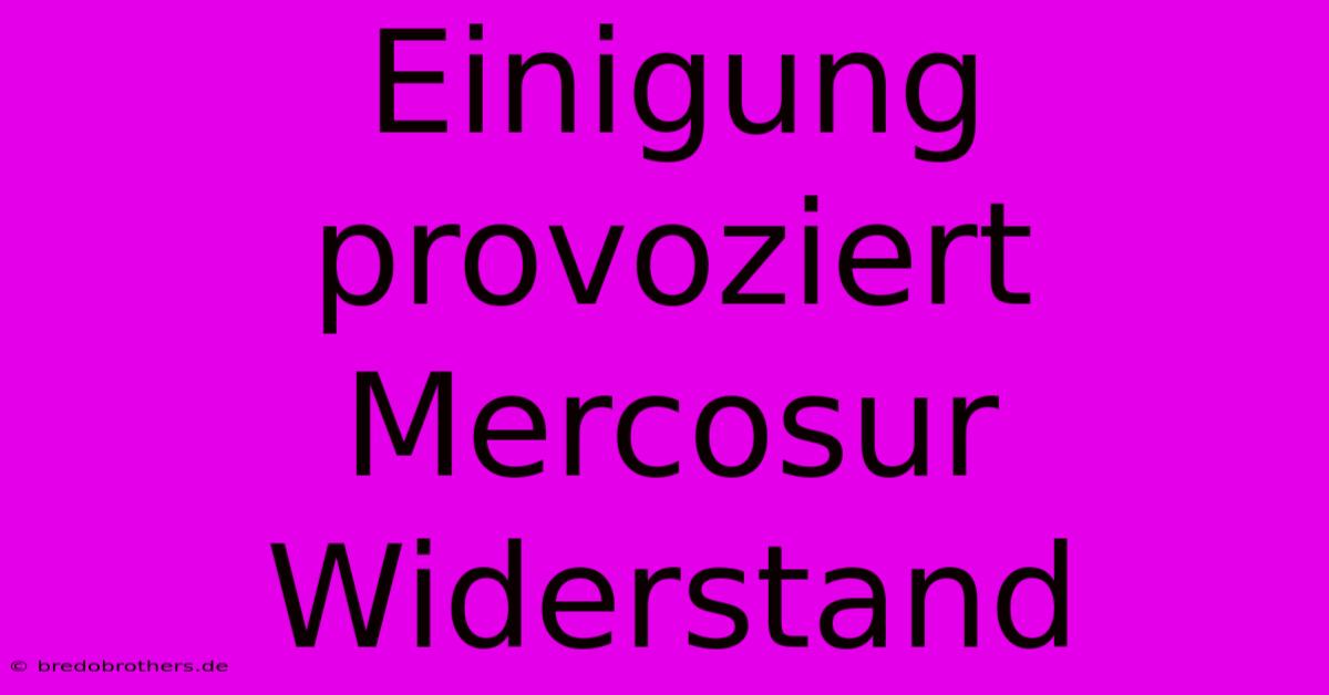 Einigung Provoziert Mercosur Widerstand