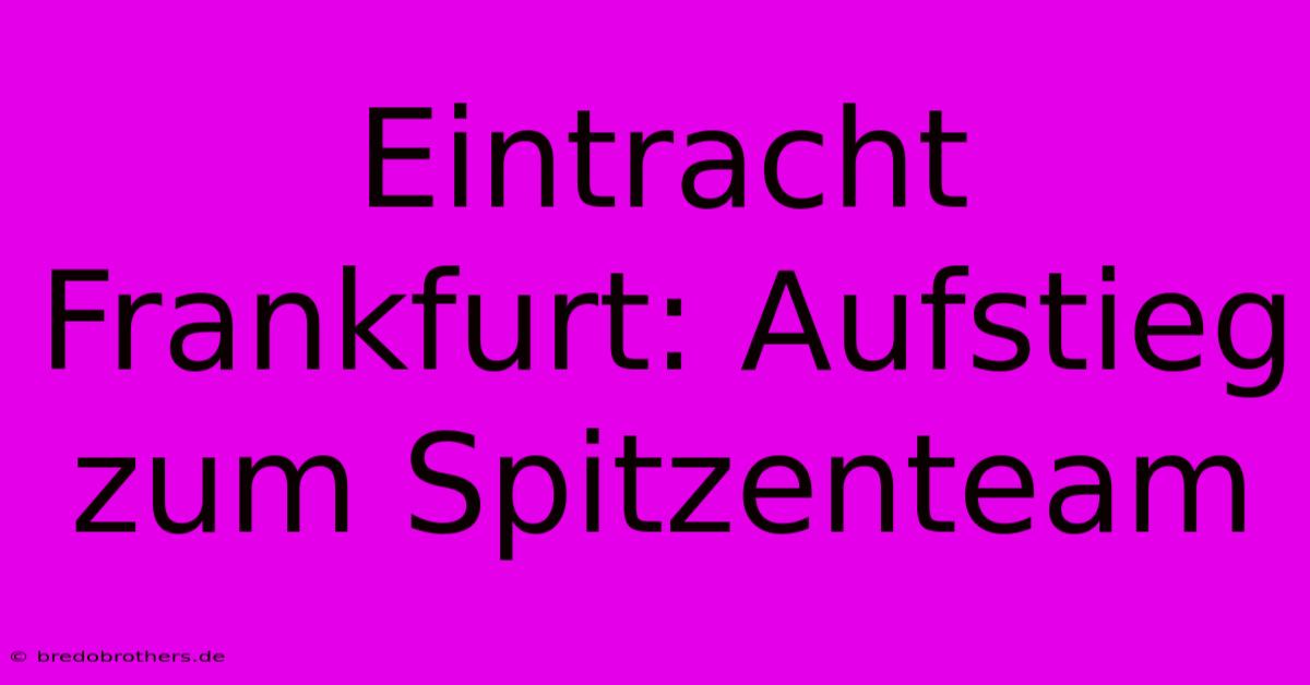 Eintracht Frankfurt: Aufstieg Zum Spitzenteam