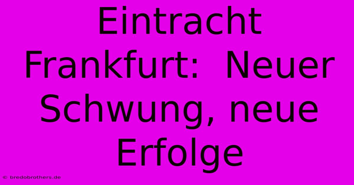 Eintracht Frankfurt:  Neuer Schwung, Neue Erfolge