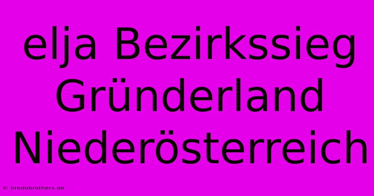 Elja Bezirkssieg Gründerland Niederösterreich