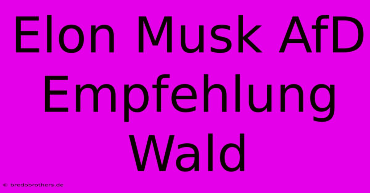 Elon Musk AfD Empfehlung Wald