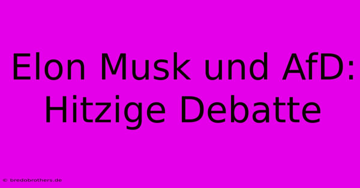 Elon Musk Und AfD:  Hitzige Debatte