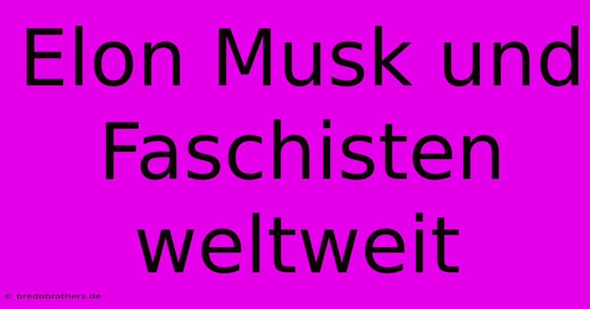 Elon Musk Und Faschisten Weltweit