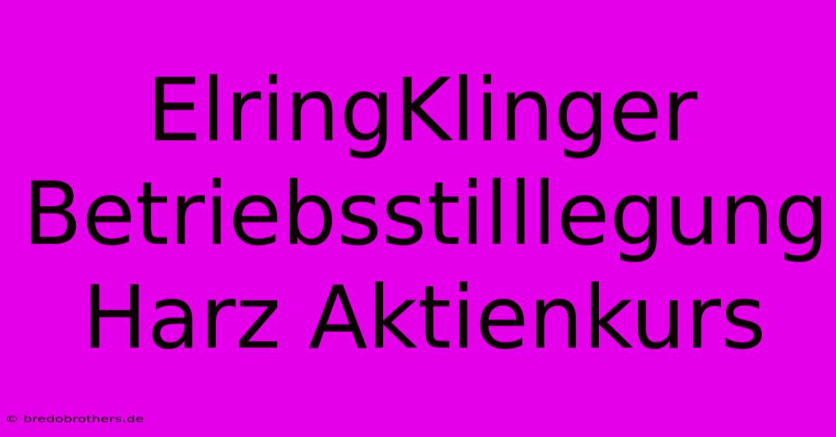 ElringKlinger Betriebsstilllegung Harz Aktienkurs