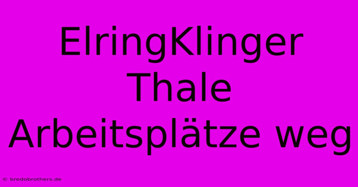 ElringKlinger Thale Arbeitsplätze Weg