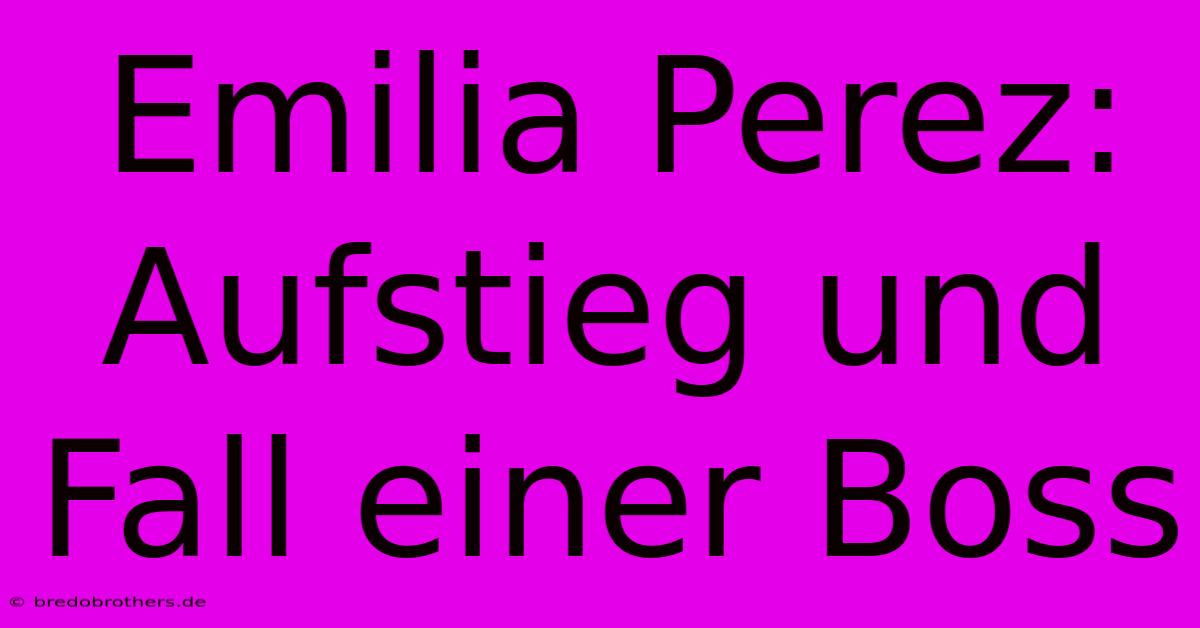 Emilia Perez: Aufstieg Und Fall Einer Boss