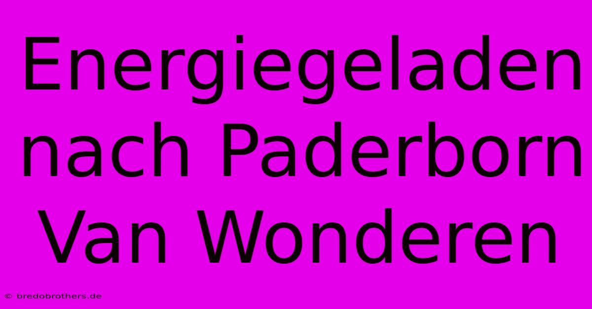 Energiegeladen Nach Paderborn Van Wonderen