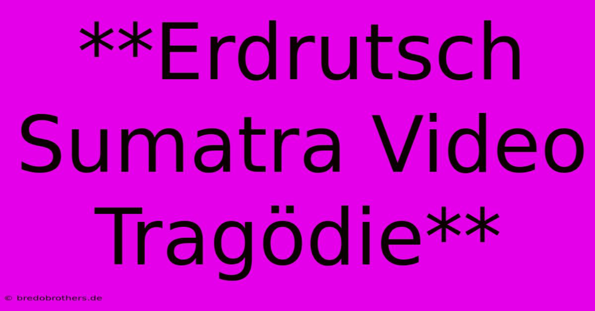 **Erdrutsch Sumatra Video Tragödie**