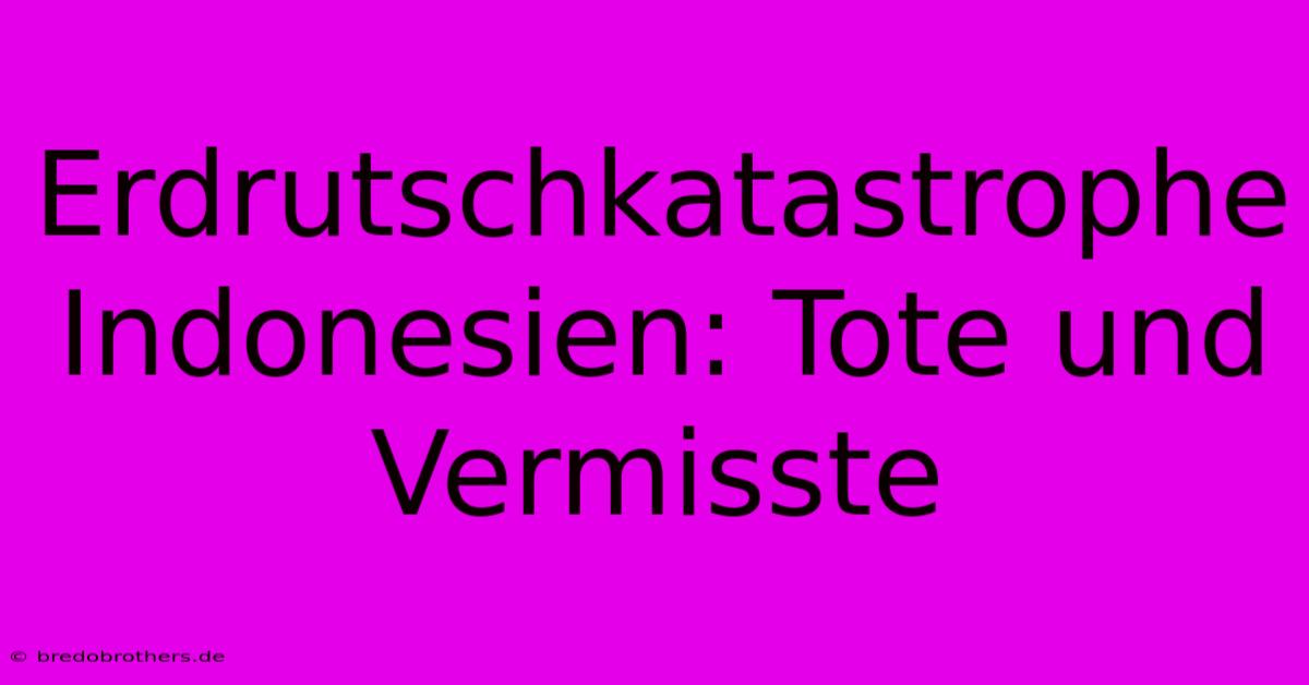 Erdrutschkatastrophe Indonesien: Tote Und Vermisste