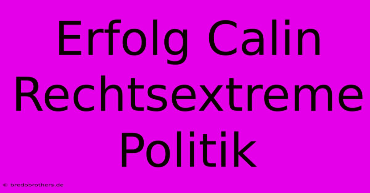 Erfolg Calin Rechtsextreme Politik