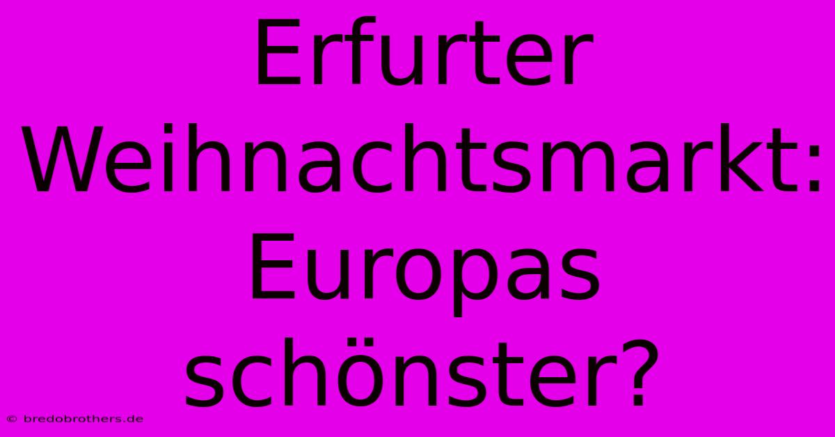 Erfurter Weihnachtsmarkt: Europas Schönster?