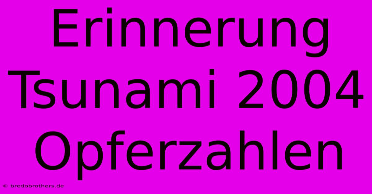 Erinnerung Tsunami 2004 Opferzahlen