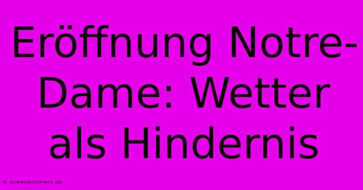 Eröffnung Notre-Dame: Wetter Als Hindernis