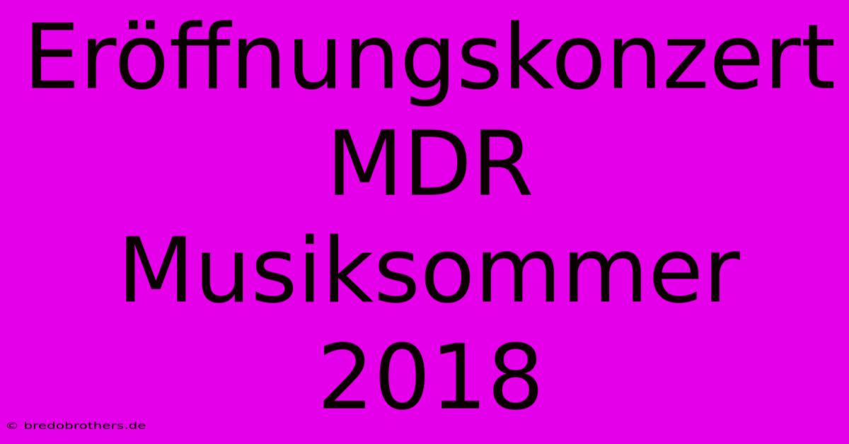 Eröffnungskonzert MDR Musiksommer 2018