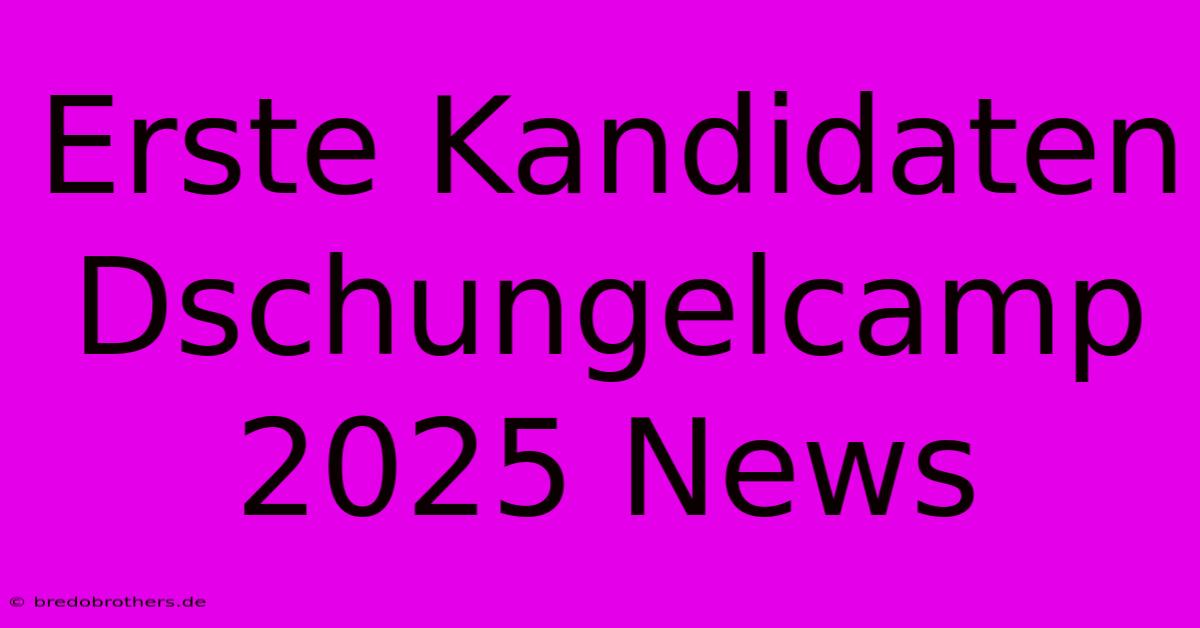 Erste Kandidaten Dschungelcamp 2025 News