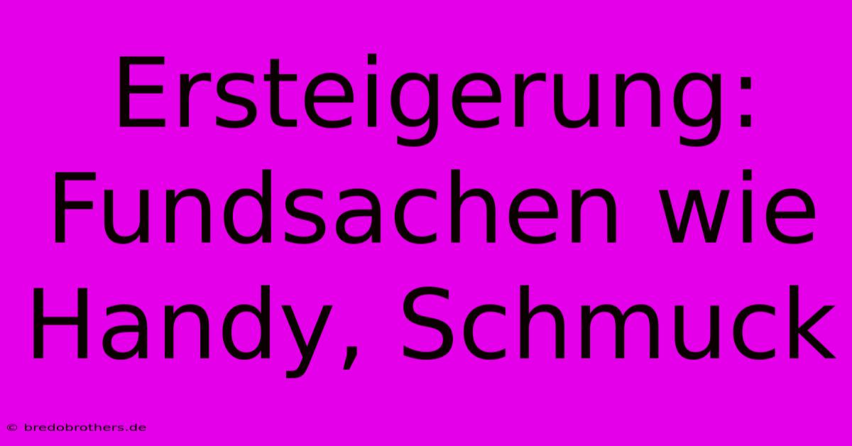 Ersteigerung: Fundsachen Wie Handy, Schmuck