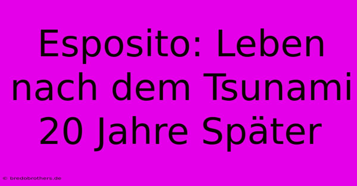 Esposito: Leben Nach Dem Tsunami 20 Jahre Später