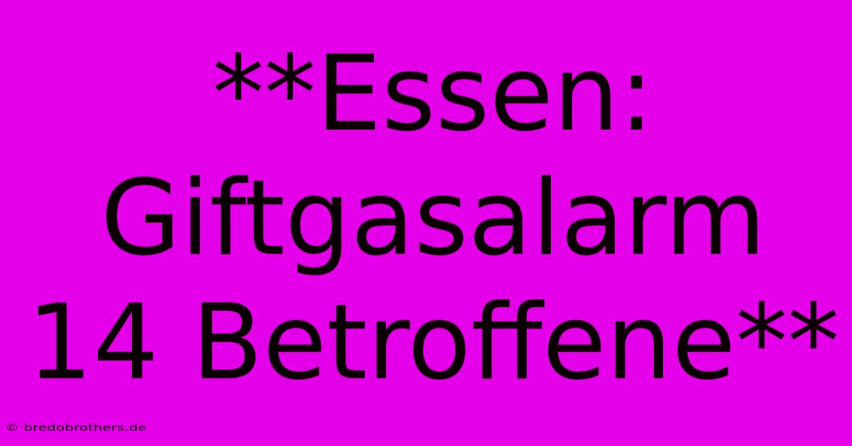 **Essen:  Giftgasalarm  14 Betroffene**