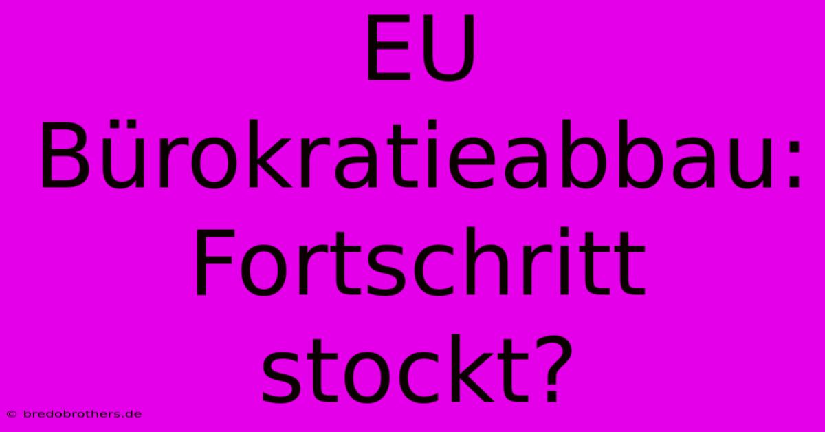 EU Bürokratieabbau: Fortschritt Stockt?