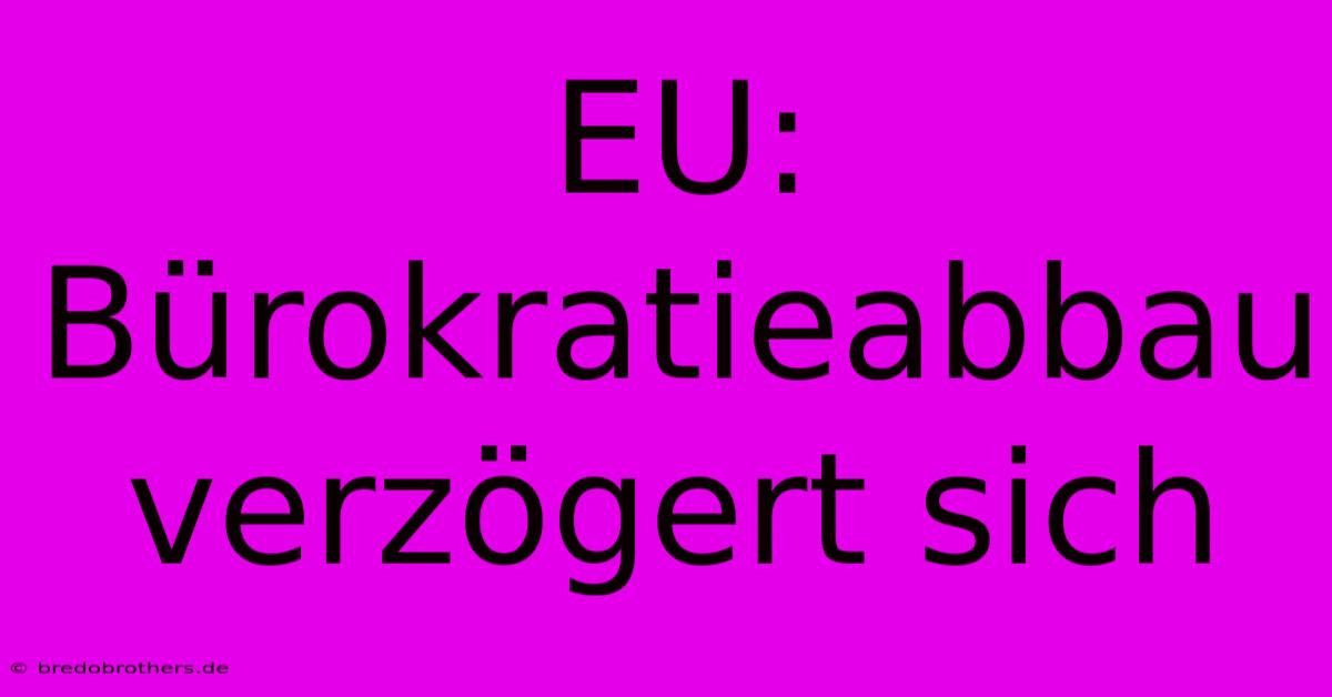 EU: Bürokratieabbau  Verzögert Sich