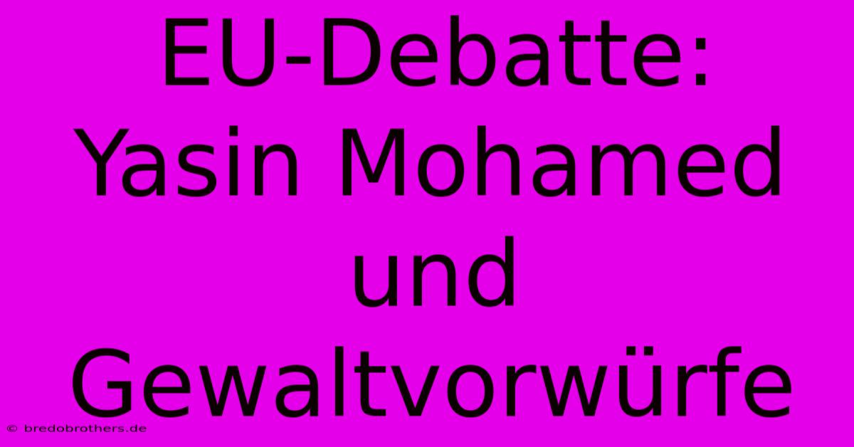 EU-Debatte:  Yasin Mohamed Und Gewaltvorwürfe