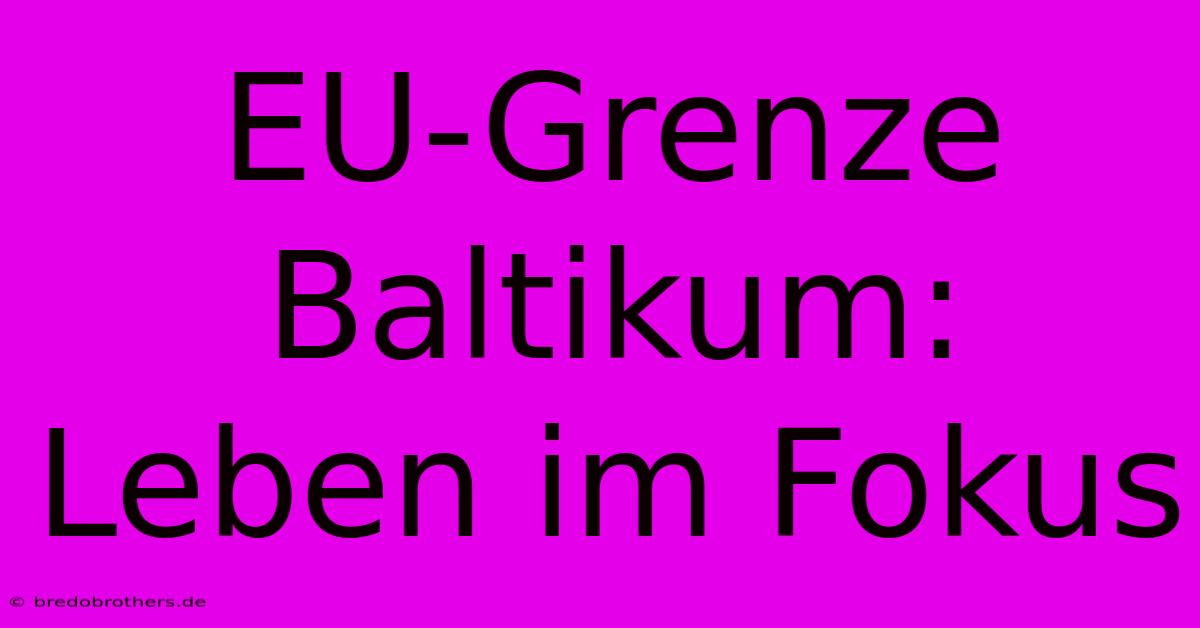 EU-Grenze Baltikum: Leben Im Fokus