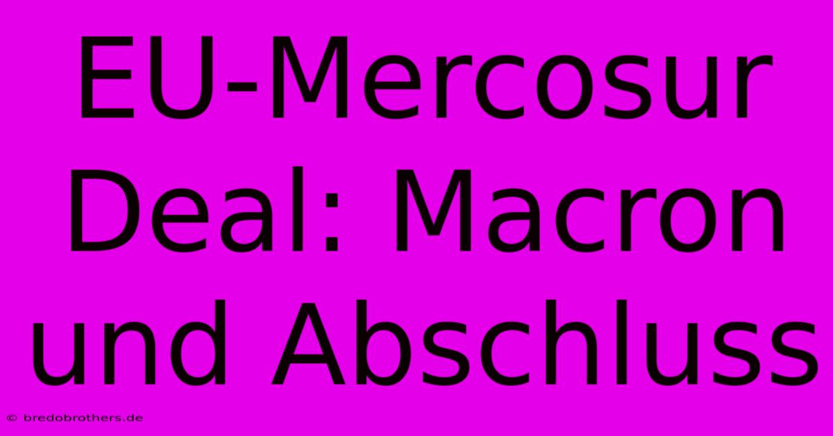 EU-Mercosur Deal: Macron Und Abschluss