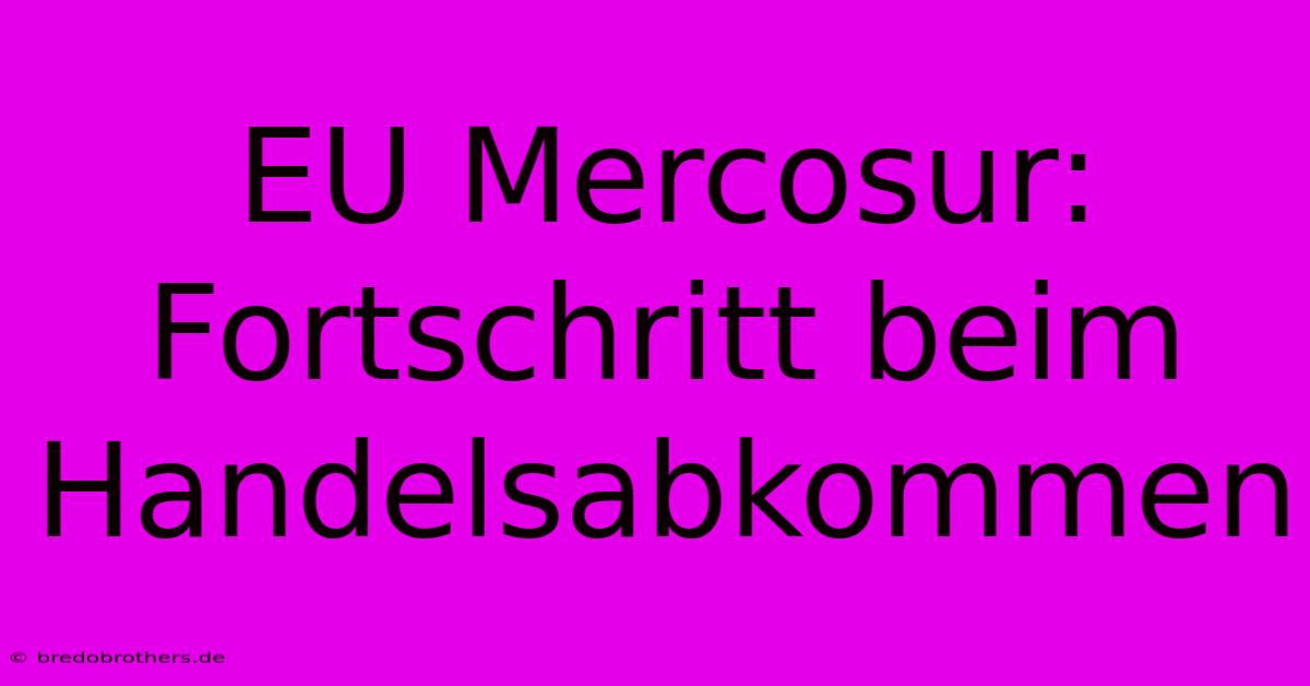 EU Mercosur: Fortschritt Beim Handelsabkommen