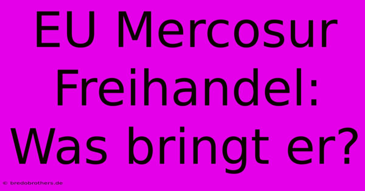 EU Mercosur Freihandel: Was Bringt Er?