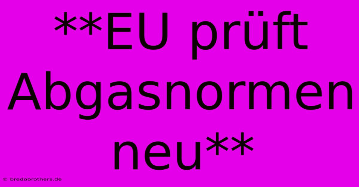 **EU Prüft Abgasnormen Neu**