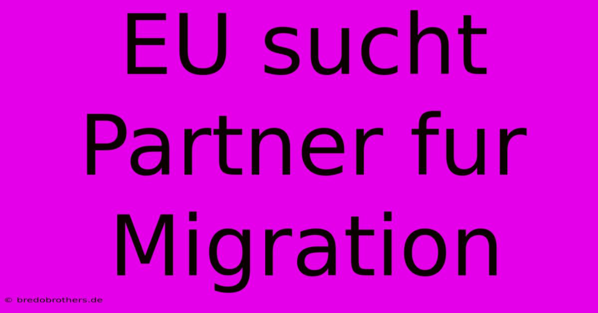 EU Sucht Partner Fur Migration