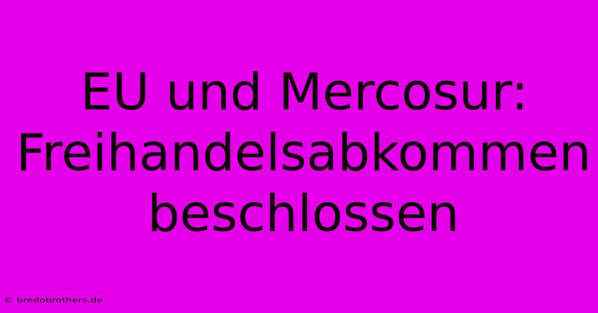 EU Und Mercosur: Freihandelsabkommen Beschlossen