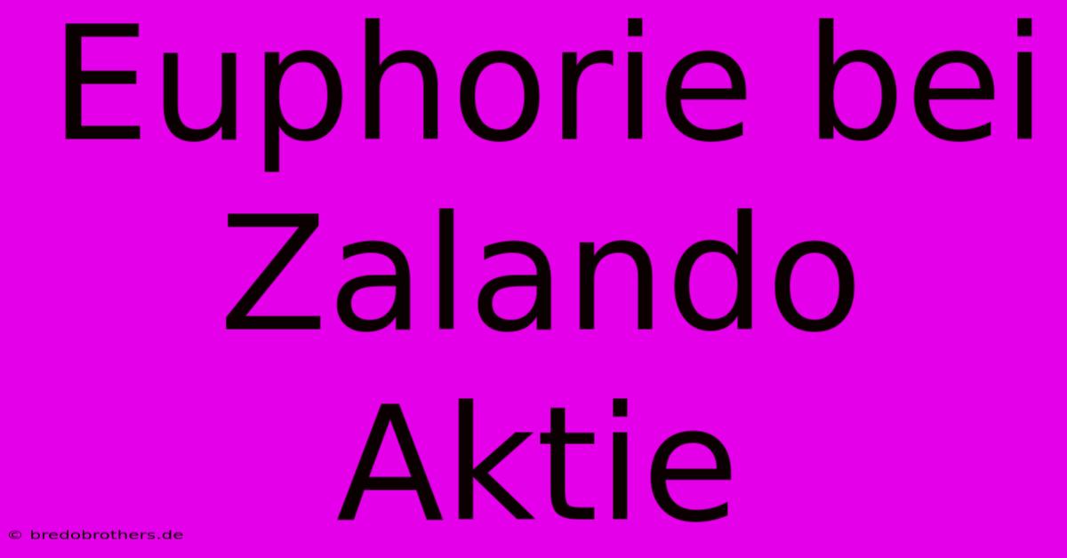 Euphorie Bei Zalando Aktie