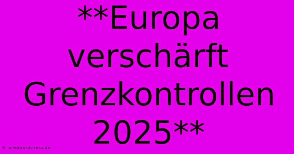 **Europa Verschärft Grenzkontrollen 2025**