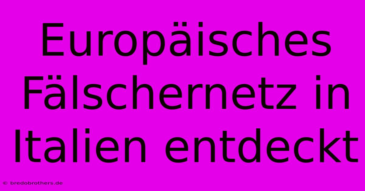 Europäisches Fälschernetz In Italien Entdeckt